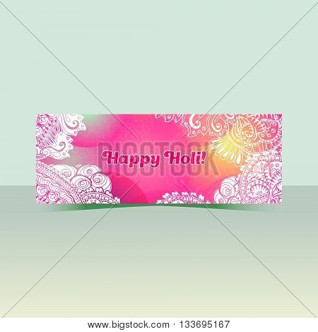 Happy Holi Horizontal Flyer Design Template, Vector Background Concept Design With Colorful Holi Zen