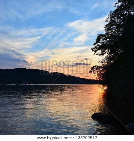 Beautiful Sunset On The Water.brno Dam. Brno - Czech Republic - Europe.