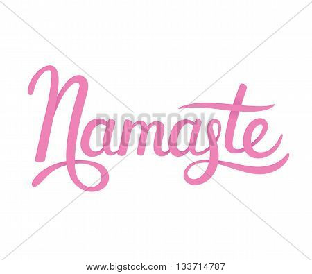 Hand drawn Namaste lettering (Indian greeting Hello in Hindi) Stylish cursive handwriting modern calligraphy. Isolated vector illustration.