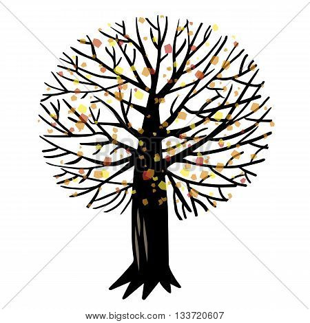 Vector illustration with autumn Apple tree or cherry tree
