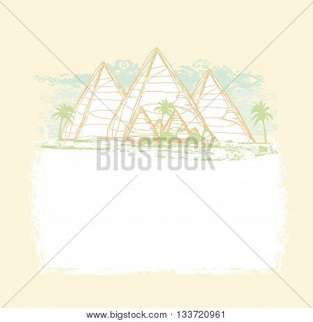 vintage background with pyramids giza , vector ilustrator