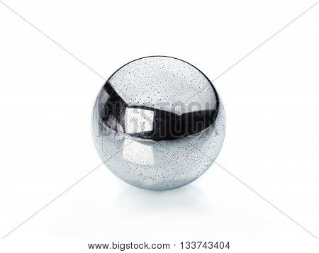 real polished metal sphere isolated on white background