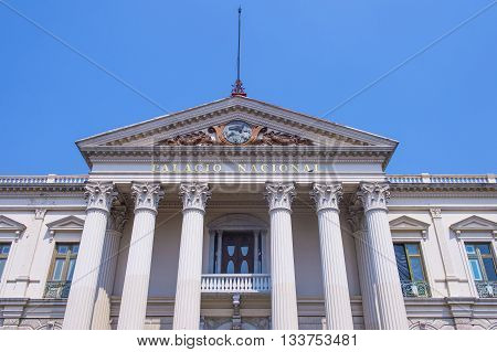 SAN SALVADOR EL SALVADOR - MAY 06 : The National Palace in San Salvador El Salvador on May 06 2016. The Palace's facilities were occupied by government offices until 1974.