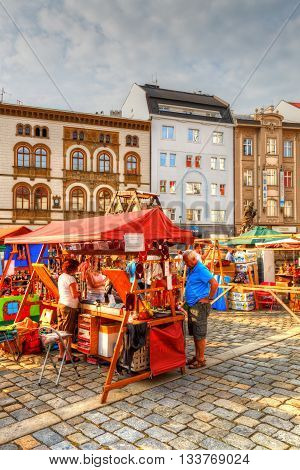 OLOMOUC, CZECH REPUBLIC - JUNE 04, 2016: Scene from the old town of Olomouc, Czech Republic on June 04, 2016.