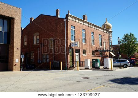 PLAINFIELD, ILLINOIS / UNITED STATES - SEPTEMBER 20, 2015: Meetings of the Plainfield Lodge #536 of the Ancient Free and Accepted Masons occur twice monthly in the historic Masonic Block Building in downtown Plainfield.