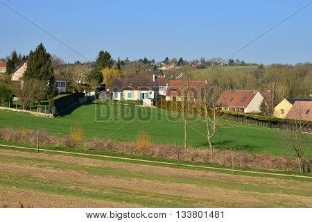 Oinville sur Montcient France - february 19 2016 : the picturesque village in winter