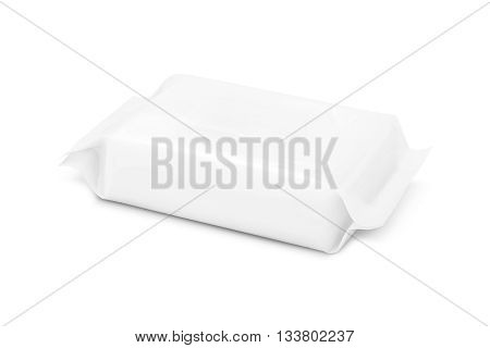 blank packaging paper wipes pouch isolated on white background with clipping path