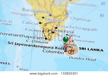 Sri Jayewardenepura Kotte pinned on a map of Sri Lanka