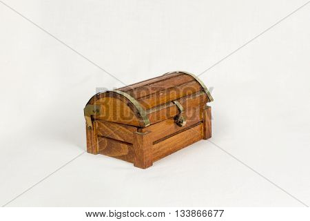Old treasure casket isolated on white background