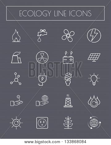 Thin Line Energypower and environment icon set.Vector.