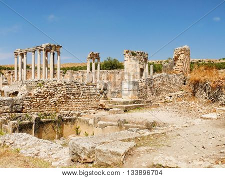 Dougga Roman Ruins. Unesco World Heritage Site in Tunisia.