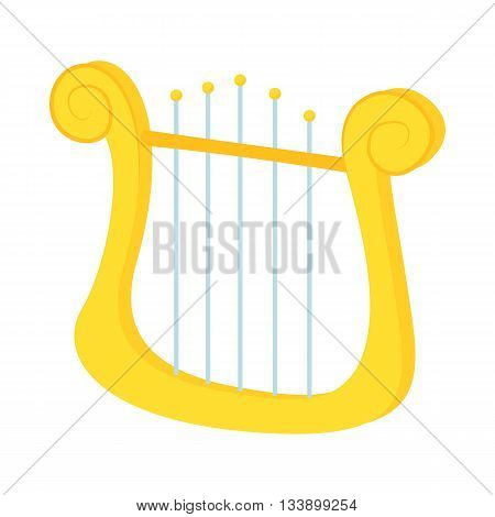 Lyre icon in cartoon style on a white background
