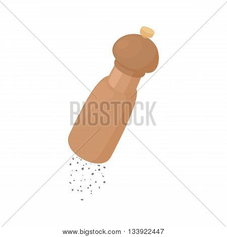 Wooden pepperbox icon in cartoon style on a white background