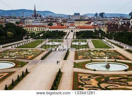 Gardens of the Belvedere castle in Vienna Austria
