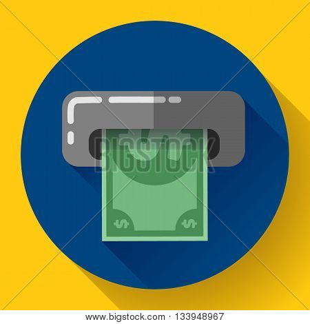 Getting money from an ATM bankomat card symbol icon. Flat design style