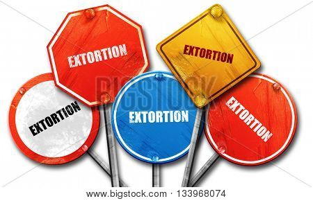 extortion, 3D rendering, street signs