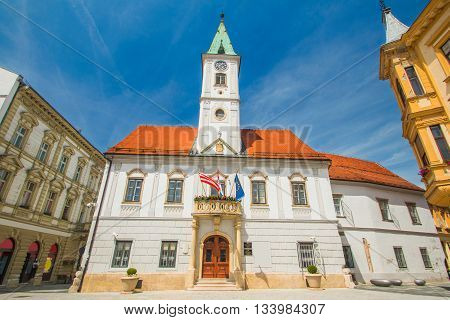 City Hall palace on King Tomislav Square in Varazdin Croatia