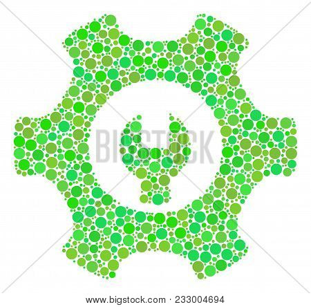 Service Tools Collage Of Dots In Variable Sizes And Fresh Green Color Tones. Vector Round Elements A