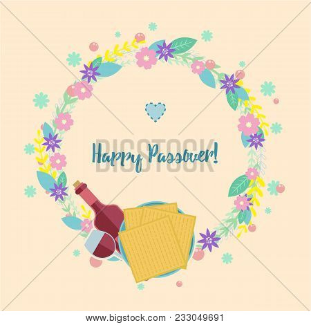 Vector Illustration For Passover Jewish Holidays. Flat Design.
