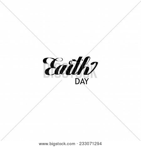 Earth Day Cursive Script Lettering On A White Background.