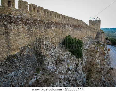 City Landscape With Medieval Castle In Óbidos, Portugal