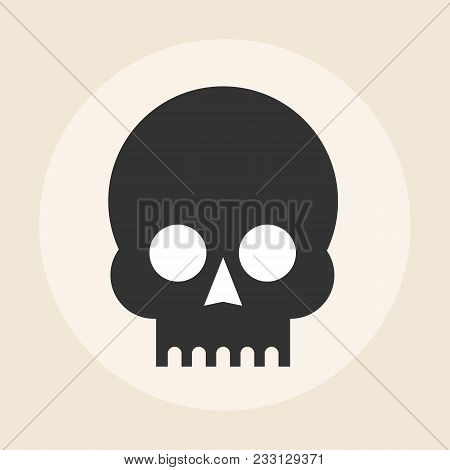 Skull Icon On Background. Stock Flat Vector Illustration.