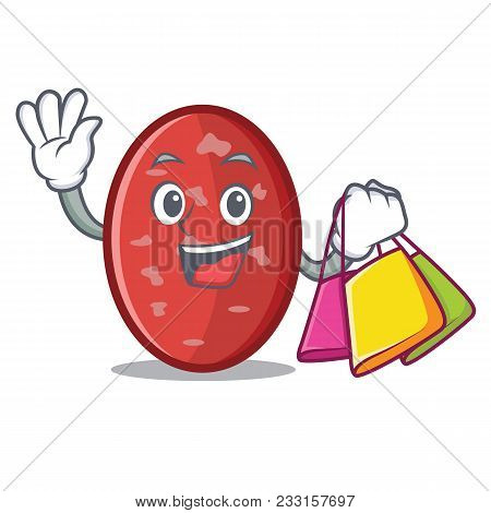 Shopping Salami Character Cartoon Style Vector Illustration