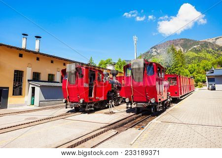 St Wolfgang, Austria - May 17, 2017: The Schafberg Railway Train Is A Gauge Cog Railway In Upper Aus