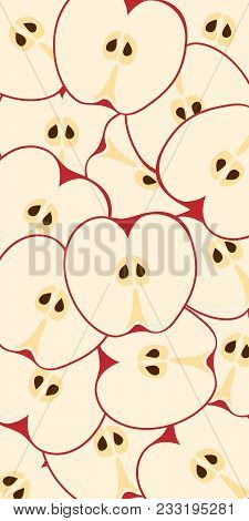Fresh Juicy Red Apples Pattern - Vector