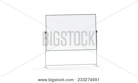 Blank White Schoolboard Mockup, Isolated, 3d Rendering. Empty Plank Mock Up. Clear Table Template
