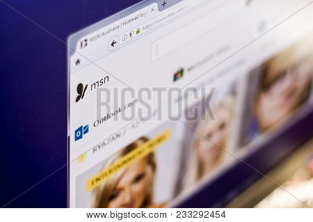 Ryazan, Russia - March 01, 2018 - Msn Front Page On A Display Of Computer With Msn Logo