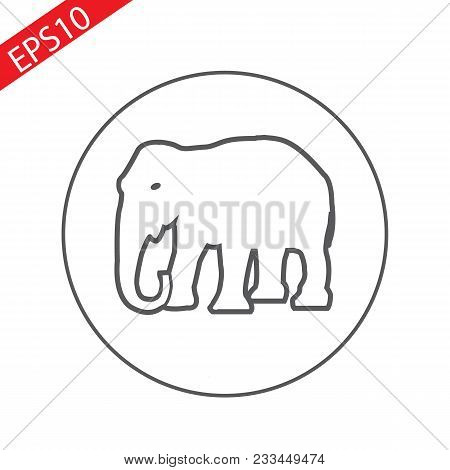 Stylized Elephant Icon In Circle Line. Eps10