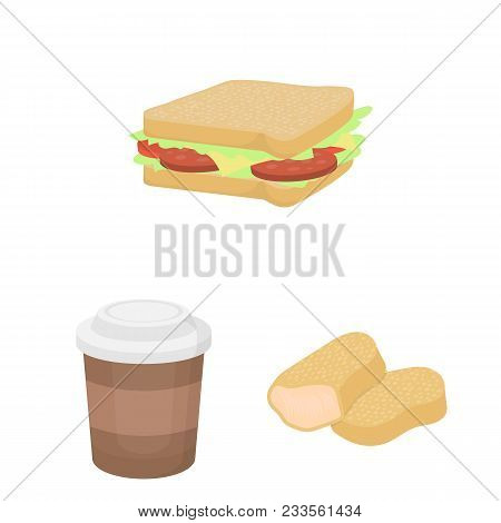 Fast Food Cartoon Icons In Set Collection For Design.food From Semi-finished Products Vector Symbol 