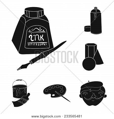 Painter And Drawing Black Icons In Set Collection For Design. Artistic Accessories Vector Symbol Sto