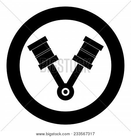 Pistons  Icon Black Color In Circle Or Round Vector Illustration