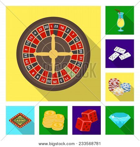 Casino And Gambling Flat Icons In Set Collection For Design. Casino And Equipment Vector Symbol Stoc