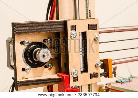 Modern 3d Printer Printing Figure Close-up Macro.