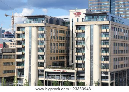 Oslo, Norway - August 2, 2015: Thon Hotel In Oslo. Thon Hotels Group Has Over 50 Hotels In Norway, B