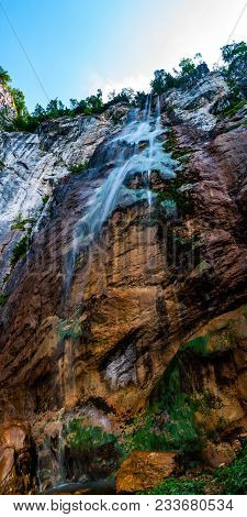 The High Waterfall Skakavac In The Capital City Of Sarajevo
