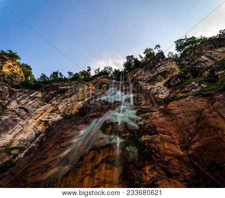 The High Waterfall Skakavac In The Capital City Of Sarajevo