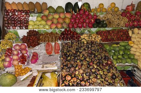 Pattaya,thailand- February 27,2018: Fresh Fruit, Colourfully Displayed At A Market