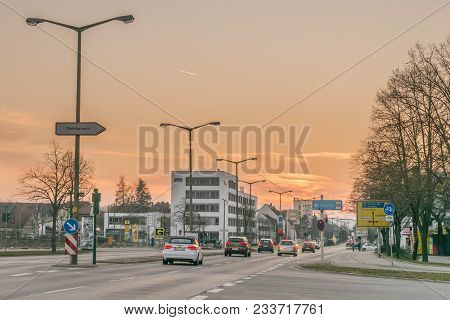 Regensburg, Bavaria, Germany - March 18, 2016: This Picture Shows A Street In Regensburg Near Steinw
