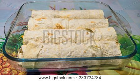 Ingredients For Mexican Food Taco Or Burrito On Old Wooden Table Rustic Style