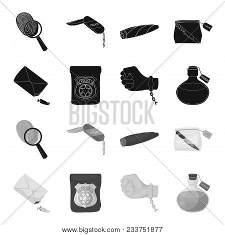 The Detective Badge, The Handcuff On The Criminal's Hand, The Stump Of The Finger In The Bag, The Fl
