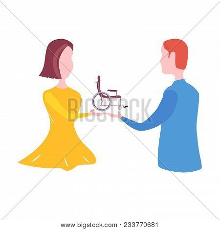 December 3 - World Disability Day, Flat Design Vector Illustration, Invalid Person, Young Disabled P