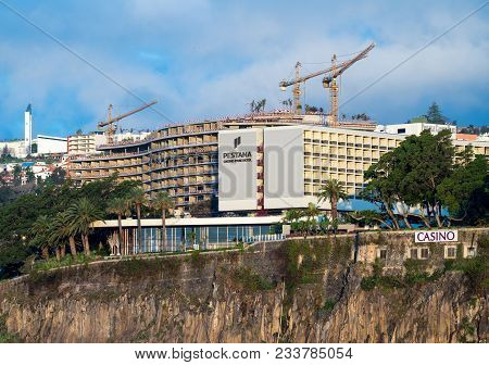 Funchal, Madiera - March 12, 2018: Pestana Hotel And Casino Under Construction In Funchal On Island 