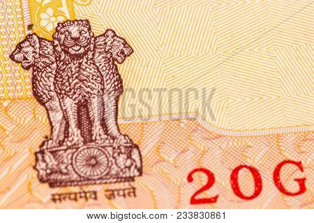 Close-up 10 Indian Rupee Frontside With Seal. Background
