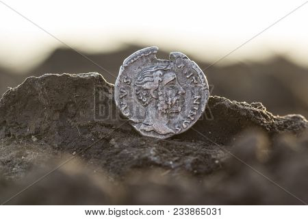 Roman Silver Coins Covered In Dirt
