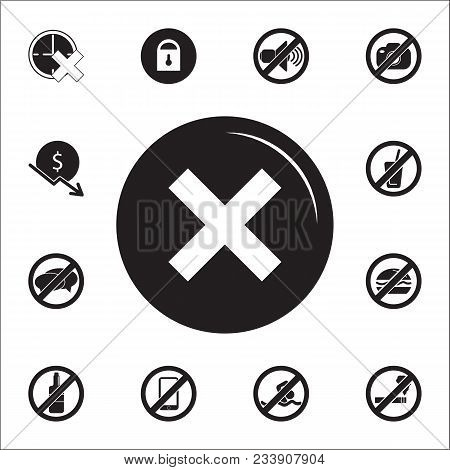 Not Icon. Set Of Prohibition Icons On White Background