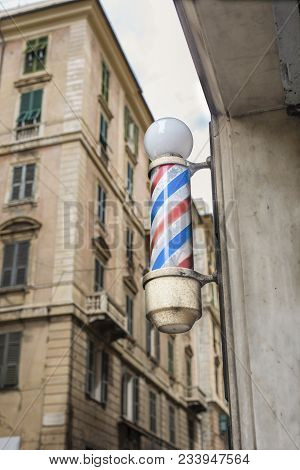 Closeup Of An Old Barber Shop Signboard Copia